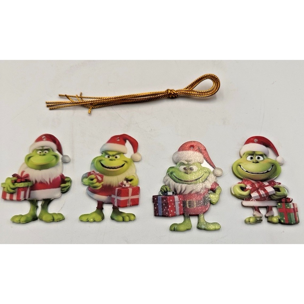 Grinch christmas Ornaments Set of 4 3" x‎ 2" acrylic